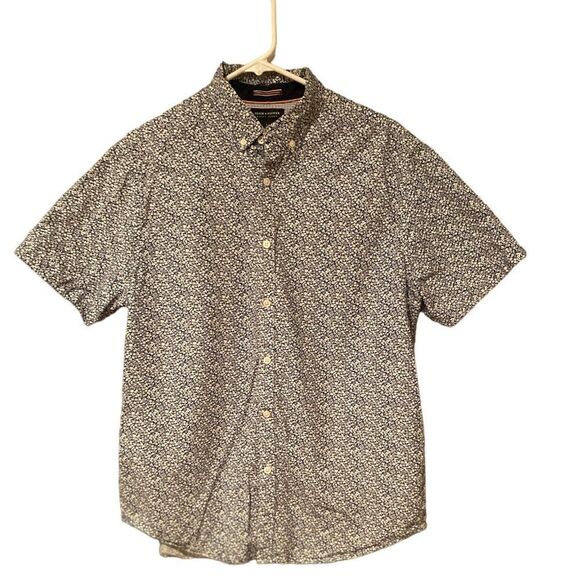 Denim & Flower Short Sleeve Button Up Shirt Size Large Floral Print - Picture 1 of 7